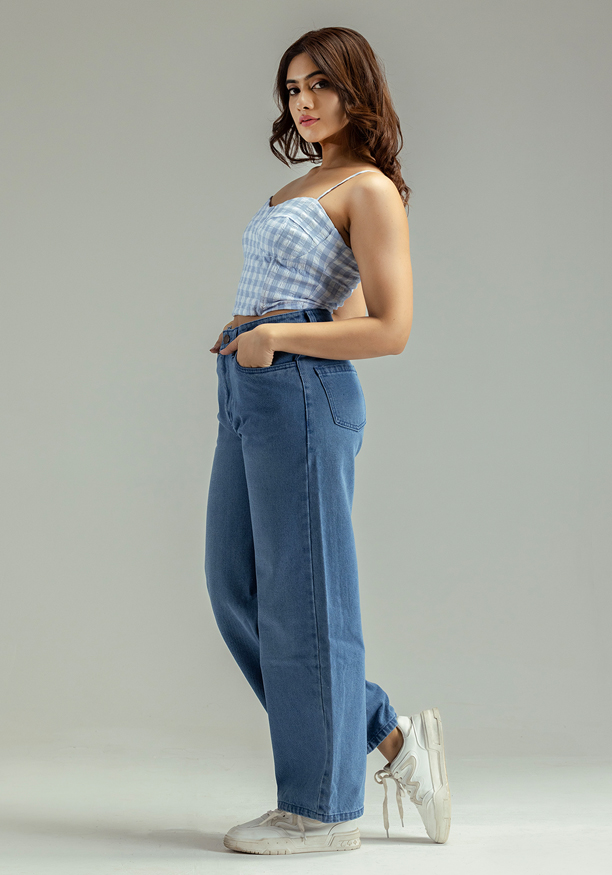 BLUE WIDE LEG PANT